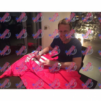 Legende tricou de fotbal Manchester United FC Sheringham 1999 Signed Shirt