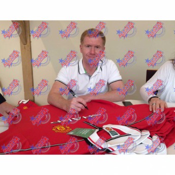 Legende tricou de fotbal Manchester United FC Giggs & Scholes 1999 Signed Shirt