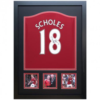 Legende tricou înrămat Manchester United FC Scholes 2017-2018 Signed Shirt (Framed)