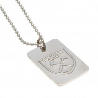 West Ham United lănțișor de gât cu pandantiv câine Silver Plated Dog Tag & Chain