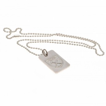 West Ham United lănțișor de gât cu pandantiv câine Silver Plated Dog Tag & Chain