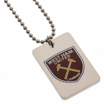 West Ham United lănțișor de gât cu pandantiv câine Enamel Crest Dog Tag & Chain