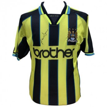 Legende tricou de fotbal Manchester City Dickov 1999 Signed Shirt