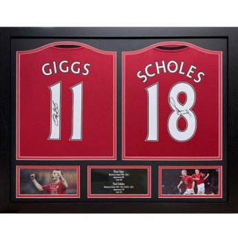 Legende tricouri de fotbal în ramă Giggs and Scholes 2019-2020 Signed Shirts (Dual Framed)