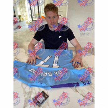 Legende tricou de fotbal Manchester City De Bruyne 2019-2020 Signed Shirt