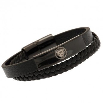 Manchester City brățară de piele Black IP Leather Bracelet