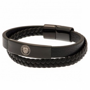 Manchester City brățară de piele Black IP Leather Bracelet