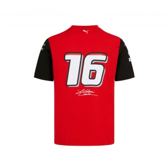 Ferrari tricou de bărbați Charles Leclerc redblack F1 Team 2022