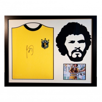 Legende tricou înrămat Brasil Socrates Signed Shirt Silhouette