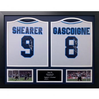 Legende tricouri de fotbal în ramă England FA 1996 Shearer & Gascoigne Signed Shirts (Dual Framed)