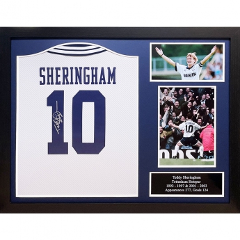 Legende tricou înrămat Tottenham Hotspur FC 1994 Sheringham Signed Shirt (Framed)