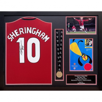 Legende tricou înrămat Manchester United FC Sheringham Signed Shirt & Medal (Framed)