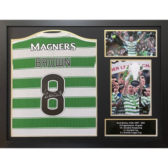 Legende tricou înrămat Celtic 2021-22 Brown Signed Shirt (Framed)