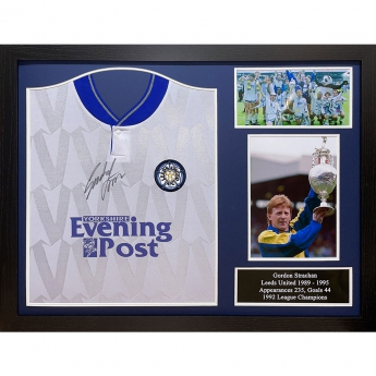 Legende tricou înrămat Leeds United 1992 Strachan Signed Shirt (Framed)