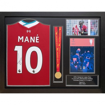 Legende tricou înrămat Liverpool 2020-21 Mane Signed Shirt & Medal (Framed)