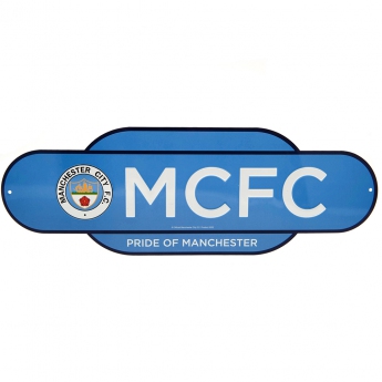 Manchester City semn pe perete Colour Retro Sign