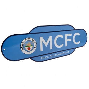 Manchester City semn pe perete Colour Retro Sign