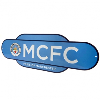 Manchester City semn pe perete Colour Retro Sign