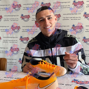 Legende gheată de fotbal în ramă Manchester City Foden Signed Boot (Framed)