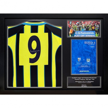 Legende tricou înrămat Manchester City FC Dickov Signed Shirt (Framed)