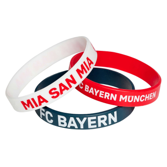 Bayern München Pachet de 3 brățări din cauciuc blue red white