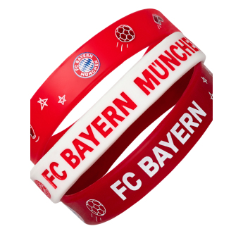 Bayern München Pachet de 3 brățări din cauciuc KIDS red white