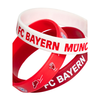 Bayern München Pachet de 3 brățări din cauciuc KIDS red white