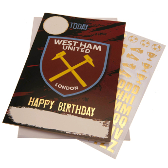West Ham United felicitare cu abțibilduri, urare La mulți ani Have a fantastic birthday