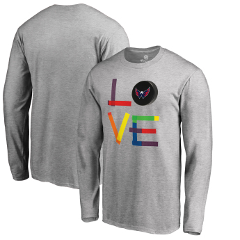 Washington Capitals tricou de bărbați cu mânecă lungă grey Hockey Is For Everyone Love Square