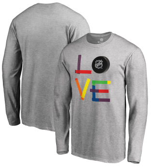 NHL produse tricou de bărbați cu mânecă lungă grey NHL logo Hockey Is For Everyone Love Square