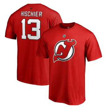New Jersey Devils tricou de bărbați red #13 Nico Hischier Stack Logo Name & Number