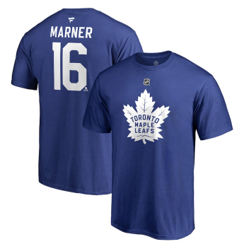Toronto Maple Leafs tricou de bărbați blue #16 Mitch Marner Stack Logo Name & Number
