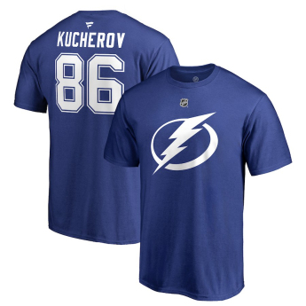 Tampa Bay Lightning tricou de bărbați blue #86 Nikita Kucherov Stack Logo Name & Number