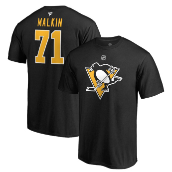Pittsburgh Penguins tricou de bărbați black #71 Evgeni Malkin Stack Logo Name & Number