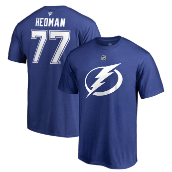 Tampa Bay Lightning tricou de bărbați blue #77 Victor Hedman Stack Logo Name & Number