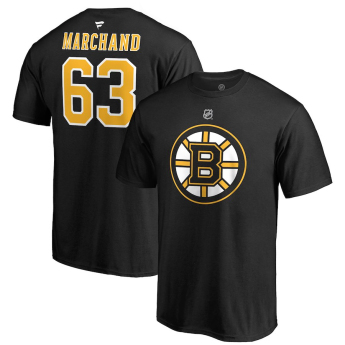 Boston Bruins tricou de bărbați black #63 Brad Marchand Stack Logo Name & Number