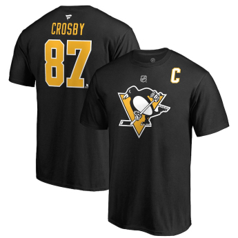 Pittsburgh Penguins tricou de bărbați black Sidney Crosby Stack Logo Name & Number