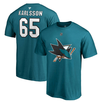 San Jose Sharks tricou de bărbați Erik Karlsson #65 Stack Logo Name & Number