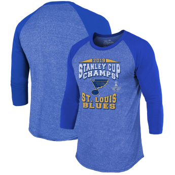 St. Louis Blues tricou de bărbați cu mânecă lungă 2019 Stanley Cup Champions The City Never Sleeps Raglan Tri-Blend