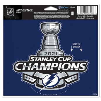 Tampa Bay Lightning abțibild 2021 Stanley Cup Champions 4´´ x 6´´ Cut-to-Logo Multi-Use Decal