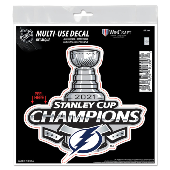 Tampa Bay Lightning abțibild 2021 Stanley Cup Champions 6´´ x 6´´ Repositionable Decal