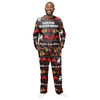 Chicago Blackhawks pijamale de bărbați ugly holiday pajamas nhl