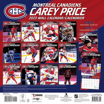 Montreal Canadiens calendar Carey Price #31 2023 Wall Calendar