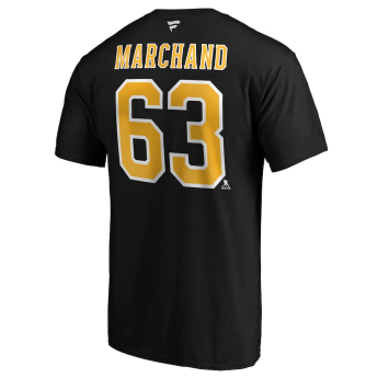 Boston Bruins tricou de bărbați Brad Marchand #63 Stack Logo Name & Number