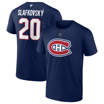 Montreal Canadiens tricou de bărbați Juraj Slafkovsky #20 Stack Logo Name & Number Blue