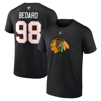 Chicago Blackhawks tricou de bărbați Connor Bedard #98 Draft 2023 Stack Logo Name & Number Black