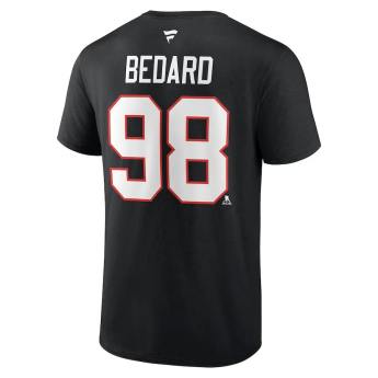 Chicago Blackhawks tricou de bărbați Connor Bedard #98 Draft 2023 Stack Logo Name & Number Black