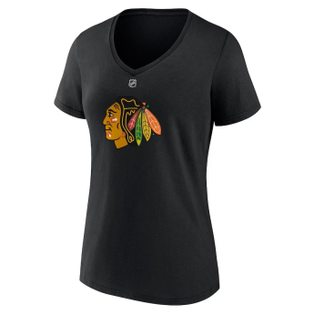 Chicago Blackhawks tricou de dama Connor Bedard #98 Draft 2023 Stack Logo Name & Number V-Neck Black