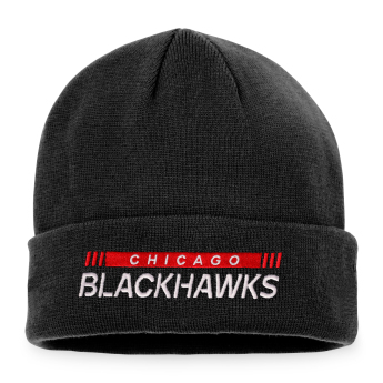 Chicago Blackhawks căciulă de iarnă Authentic Pro Game & Train Cuffed Knit Black