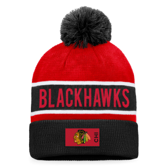 Chicago Blackhawks căciulă de iarnă Authentic Pro Game & Train Cuffed Pom Knit Black-Athletic Red